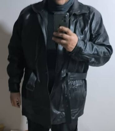 купить кожаную куртку в бишкеке: Куртка цвет - Черный
