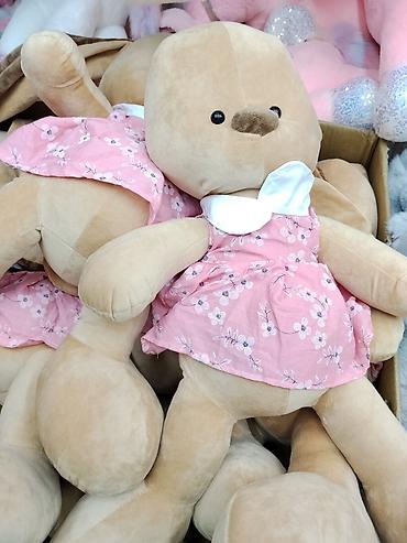 Плюшевая игрушка «Зайка в платьице» - Мягкий бежевый зайчик с at lalafo.kg Плюшевая игрушка «Зайка в платьице» - Мягкий бежевый зайчик с