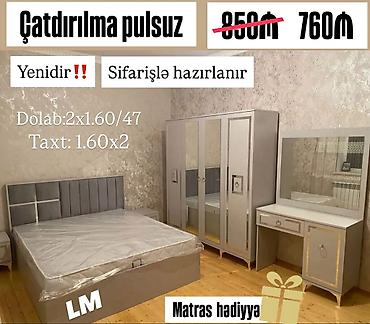 mebel tutacaqlari: Yataq otağı dəstı – sifarişlə hazırlanır Tərkibi: - Taxt: 1.60 x 2 m — 1