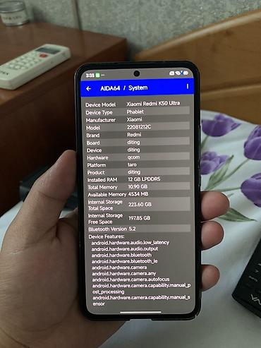 Уюлдук телефондор жана аксессуарлар: Redmi, Redmi K50 Ultra, Колдонулган, 256 ГБ, түсү - Кара, 2 SIM, eSIM — 8