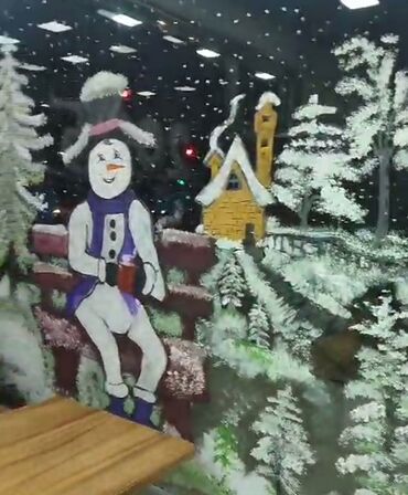 Bayram bəzəkləri: Yeni il vitraj rəsmləri – pəncərə və vitrin bəzəyi - Xidmət: Şüşə — 18