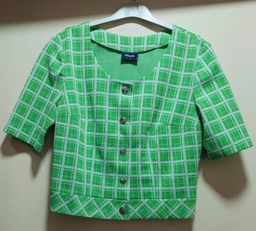 Bluze: M (EU 38), Pamuk, Karirani, bоја - Zelena