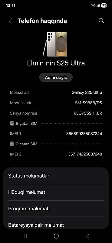 s25 samsung: Samsung Galaxy S25 Ultra, 512 GB, rəng - Boz, İki sim kartlı — 1