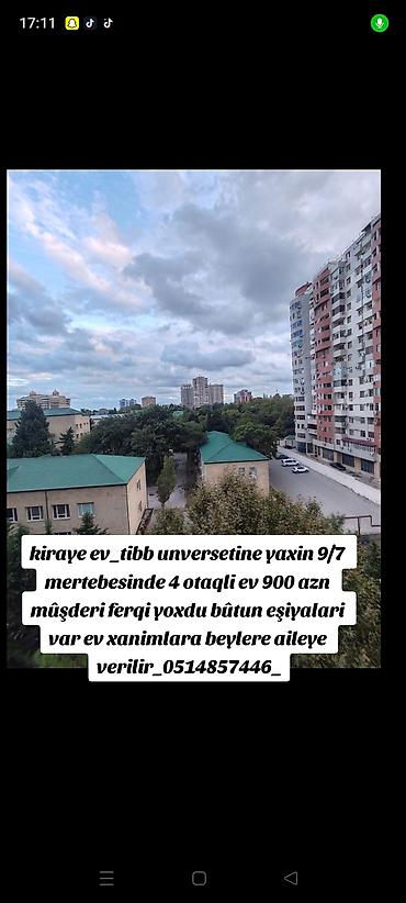 kohnə suraxanı: Kiraye ev_tibb unversetine yaxin 9/7 mertebesinde 4 otaqli ev 900 azn — 1
