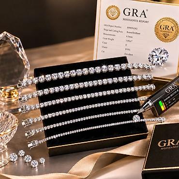 Моissanite GRA — теннисные браслеты серебро/золото на заказ - Камни at lalafo.kg Моissanite GRA — теннисные браслеты серебро/золото на заказ - Камни