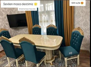Uşaq və gənc otağı üçün dəstlər: Qonaq otağı üçün, Yeni, 6 stul