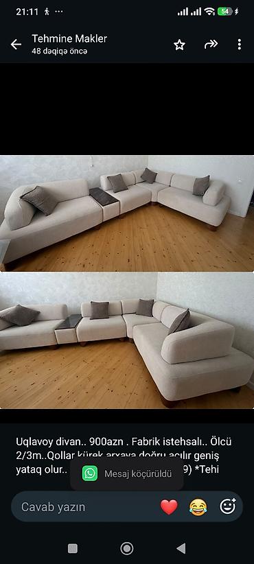 Uqlavoy divan. 900azn . Fabrik istehsalı. Ölcü 2/3m. Qollar kürek