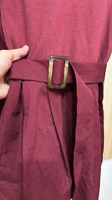 плаья: Платье винного цвета от Zara. Модель с длинными рукавами и поясом с — 3