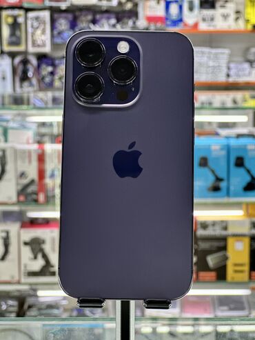 Apple iPhone: IPhone 14 Pro, Б/у, 256 ГБ, Deep Purple, Защитное стекло, Чехол, В рассрочку, 87 %