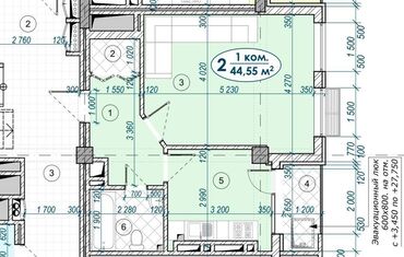 квартиры в кок жар: 1 бөлмө, 45 кв. м, Элитка, 5 кабат, ПСО (өзү оңдоп түзөтүп бүтүү үчүн)