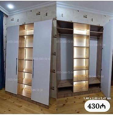 Yeni, 3 qapılı, Ağ, Açılan, Düz dolab