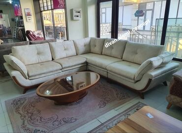 qonaq otagi üçün cilciraqlar: Müasir L formalı künc divan dəsti - Dizayn: Yumru xətli