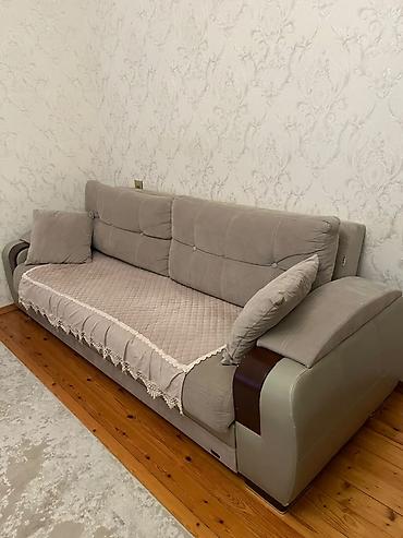 iki: Divan – açılır və bazalı model. - Rəng: bej/boz tonlarında - Yumşaq — 1