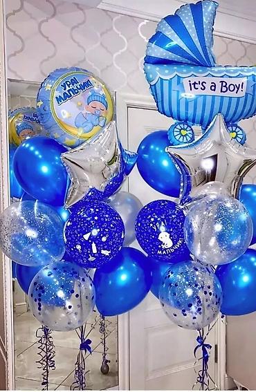 шарики на день рождения: Декор из шаров для новорождённого мальчика (Baby Boy / It’s a Boy) — 8