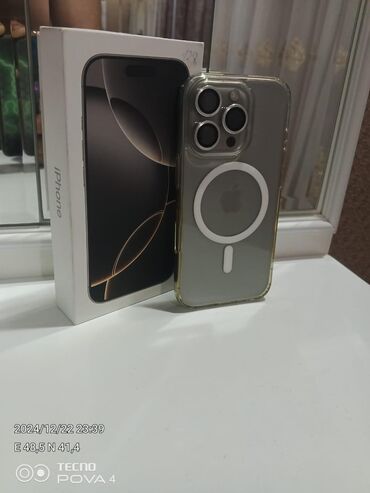 ayfon 7 s: IPhone 16 Pro, 128 GB, Desert Titanium, Zəmanət, Barmaq izi, Simsiz şarj