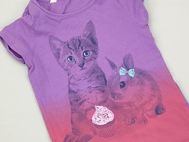 koszulka fioletowa: Koszulka, H&M, 5-6 lat, 110-116 cm, stan - Bardzo dobry