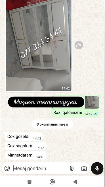 Ağ rəngli, modern dizaynlı paltar şkafu. - 4 qapılı konstruksiya