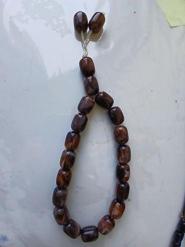 Təsbeh – qəhvəyi tonlarda daş muncuqlu - Material: cilalanmış daş
