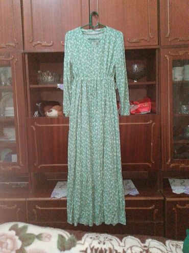 женские длинные кофты: Yazlıq/boho tərzli uzun don - Rəng: açıq yaşıl - Naxış: xırda ağ