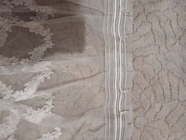 Тюли: Тюль капроновая с рисунком б/у,цвет:айвори,Турция ширина-7м30см — 9