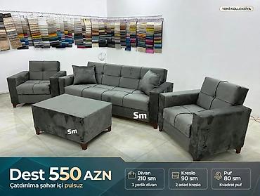 armud puf: Yeni kolleksiya yumşaq mebel dəsti Tərkibi: - Divan: 3 yerlik, 210 sm — 1