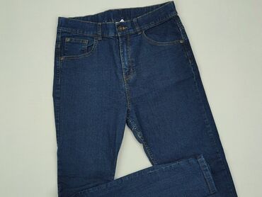jeansy czarne z przetarciami: Spodnie jeansowe, F&F, 15 lat, 164, stan - Dobry