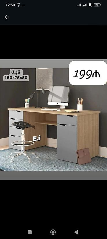 Ofis/iş masası – iki tərəfli çekmece bloklu model - Ölçü: 150 x 75 x