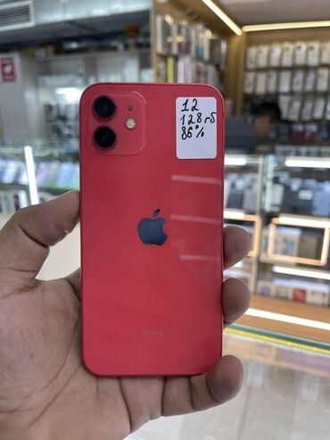купить айфон 12: IPhone 12, Колдонулган, 128 ГБ, Кызыл, Коргоочу айнек, Каптама, 86 %