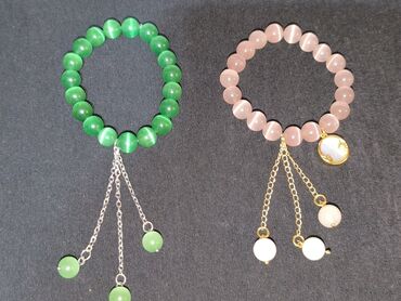 Bilərziklər: Məhsul: Əl işi daş muncuqlu elastik bilərziklər dəsti Təsvir: - Bir — 5