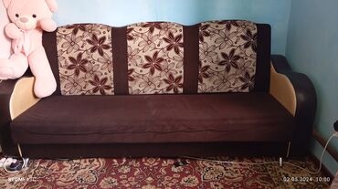 реставрация дивана книжки: Прямой диван, цвет - Коричневый, Б/у