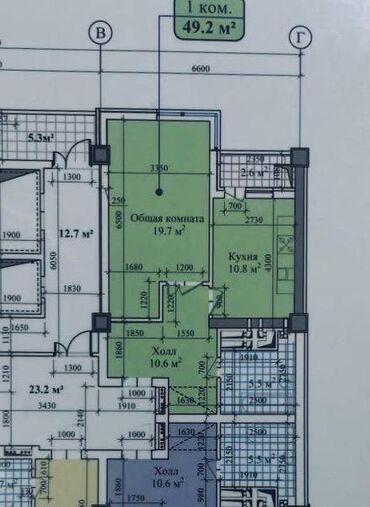 купить квартиру в рассрочку от хозяина: 1 комната, 49 м², Элитка, 3 этаж, ПСО (под самоотделку)
