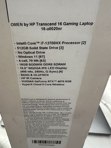 игровой компютер: Ноутбук, HP, 16 ГБ ОЗУ, Intel Core i7, 16 ", Новый, Для работы, учебы, память SSD