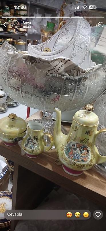 Çay dəsti, rəng - Sarı, Farfor