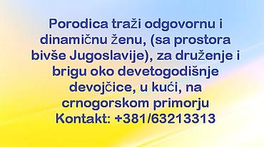 poslovi rs beograd: Porodica traži odgovornu i dinamičnu ženu, (sa prostora bivše — 1