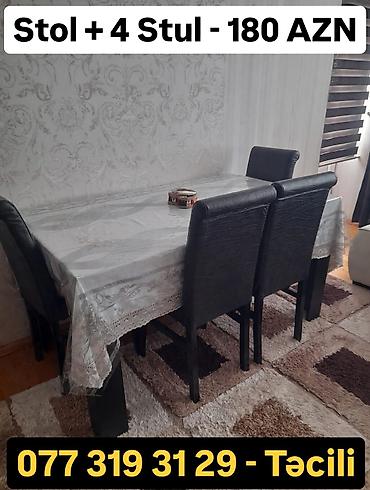tek stolar: Mebel dəsti satılır:SÖKÜLÜ HAZİR VEZYETDEDİ - Qonaq masası + 4 ədəd — 9