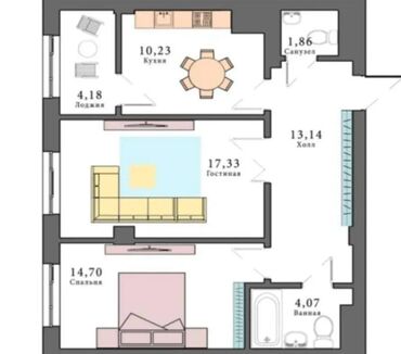 купить квартиру в рассрочку от хозяина: 2 комнаты, 65 м², Элитка, 4 этаж, ПСО (под самоотделку)