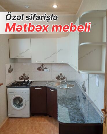 мебель для кухни: Özəl sifarişlə hazırlanmış mətbəx mebeli - Künc yerləşimli dizayn