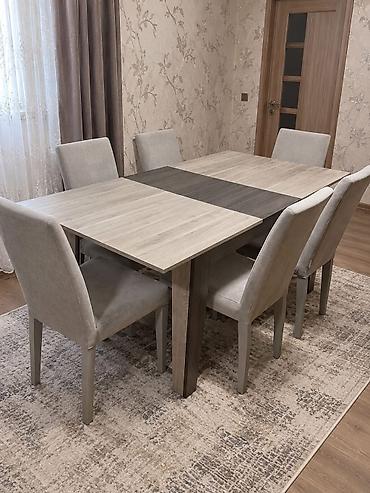 Qonaq otağı üçün, İşlənmiş, Dördbucaq masa, 6 stul