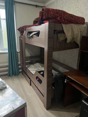 кровать 2 ярусный: Спальный гарнитур, Двухъярусная кровать, цвет - Серый