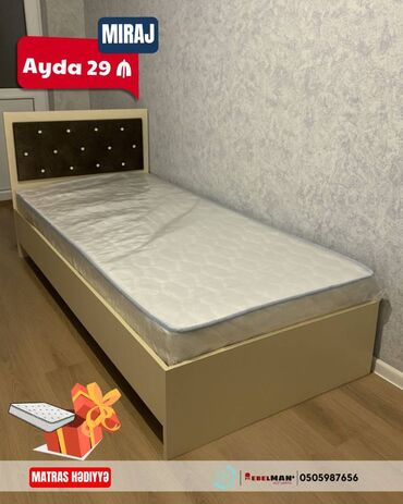 Çarpayılar: Yeni, Təknəfərlik çarpayı, Bazalı, Matras ilə, Siyirməsiz, Azərbaycan — 4