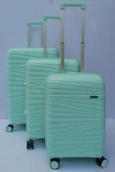 Putni koferi i torbe: Set kofera za putovanje – 3 komada, mint zelena boja - Tvrda školjka — 20