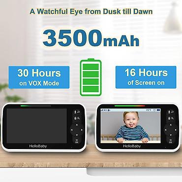 miki: HelloBaby HB6351 Uşaq Nəzarət Kamerası 5 düymlük ekranlı, gecəgörməli — 3