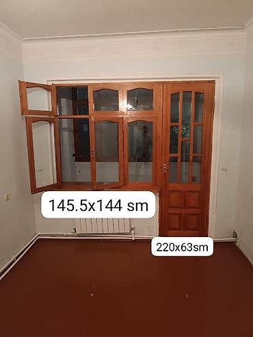 qapi ve pencere: Taxta pəncərə və qapı dəsti - Material: təbii ağac karkas, şüşəli — 1