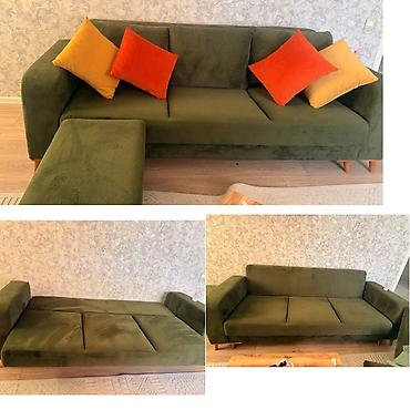 isdenmis mebel: Divan ve pufik 550₼ .Tezedir acilan bazali .1200₼ alinib .Unvan — 1