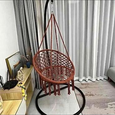 pleh: Viseća ljuljaška na stalku – boho pleteni model - Okruglo sedište sa — 1