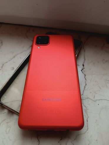 işlənmiş samsung telefonları: Samsung Galaxy A12, 64 GB, rəng - Qırmızı, Barmaq izi, İki sim kartlı