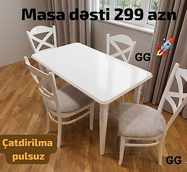 qabaq usdolu: Mətbəx üçün, Yeni, Açılmayan, Dördbucaq masa, 4 stul — 1