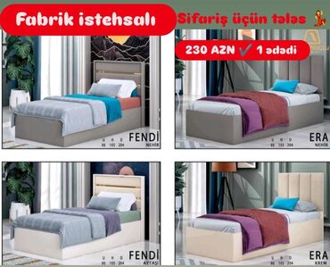 Çarpayılar: Yeni, Təknəfərlik çarpayı, Bazasız, Matras ilə, Siyirməsiz