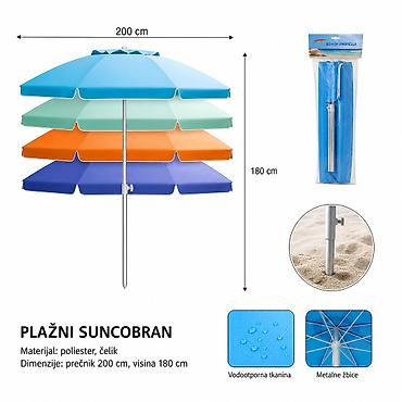 KMT Običan suncobran za plažu sa aluminijumskim stubom za upravljanje