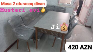 столы и стулья для кухни: Künc divan masa oturacaq rəng seçimi var